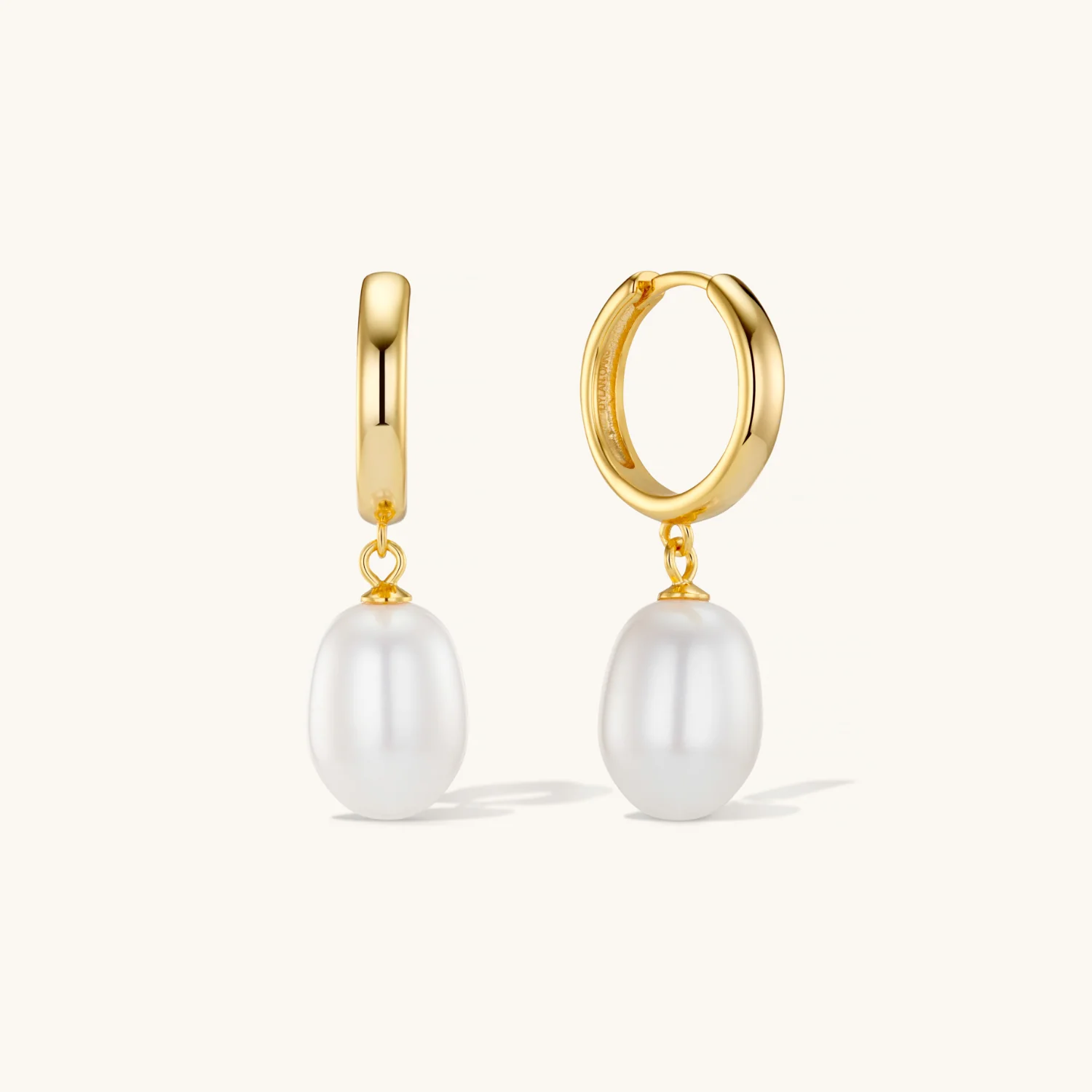 Aura Pearl Hoop Earrings in Gold