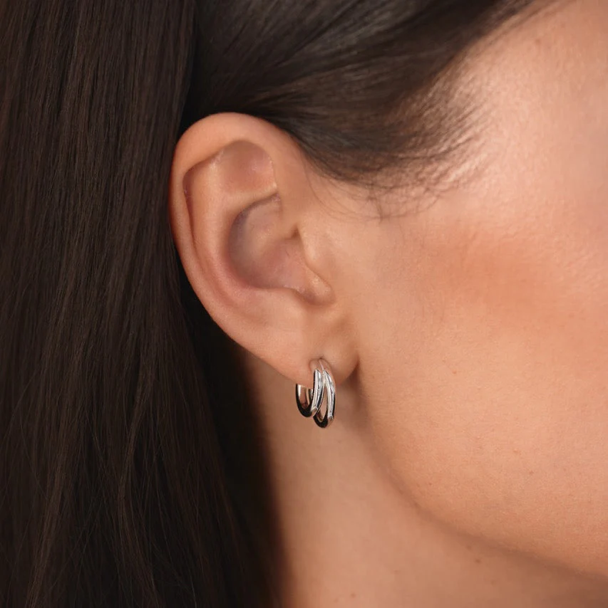 Classic Layered Hoops in Silver - Image 5