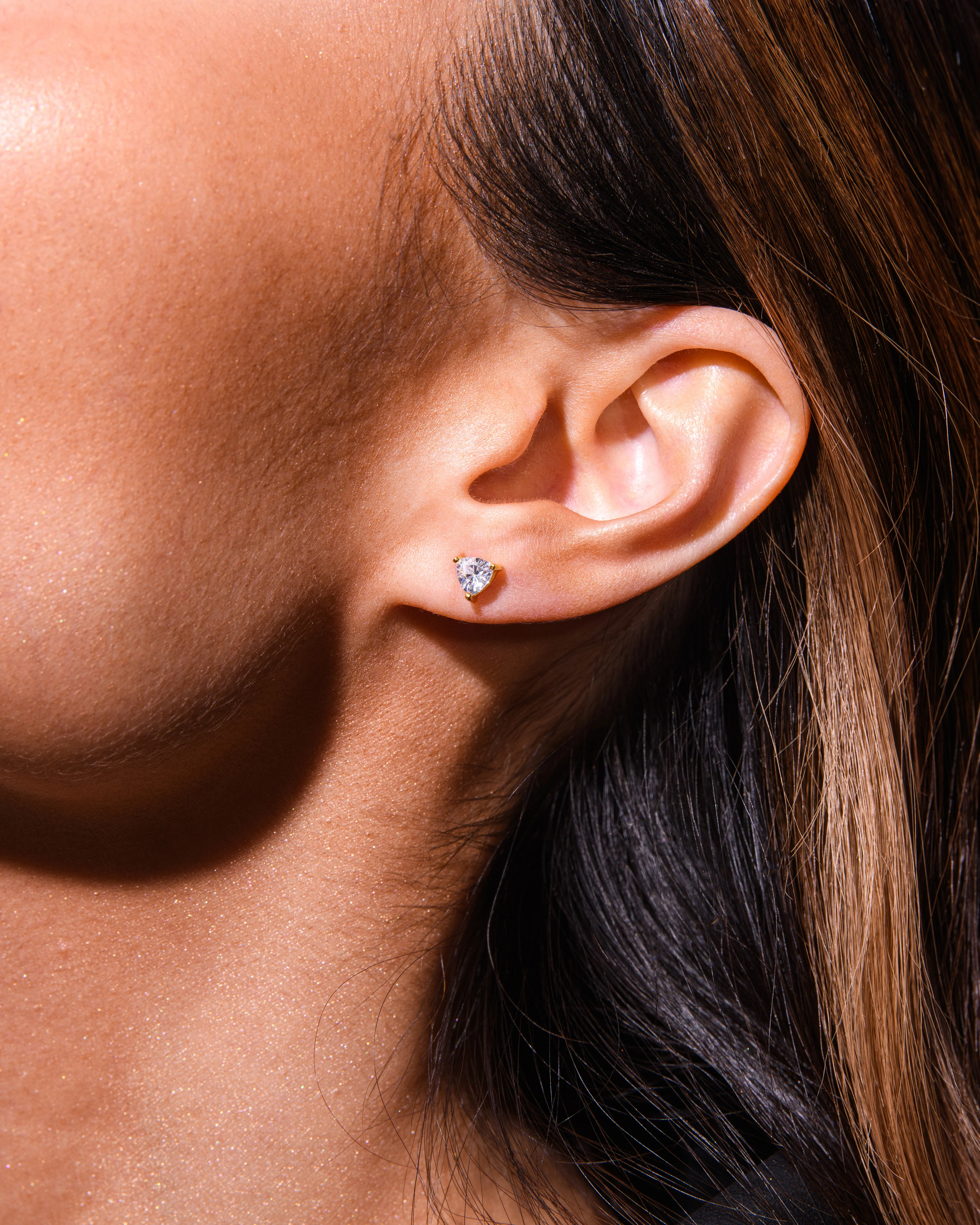 Diamond Trio Stud Earrings Silver - Image 2