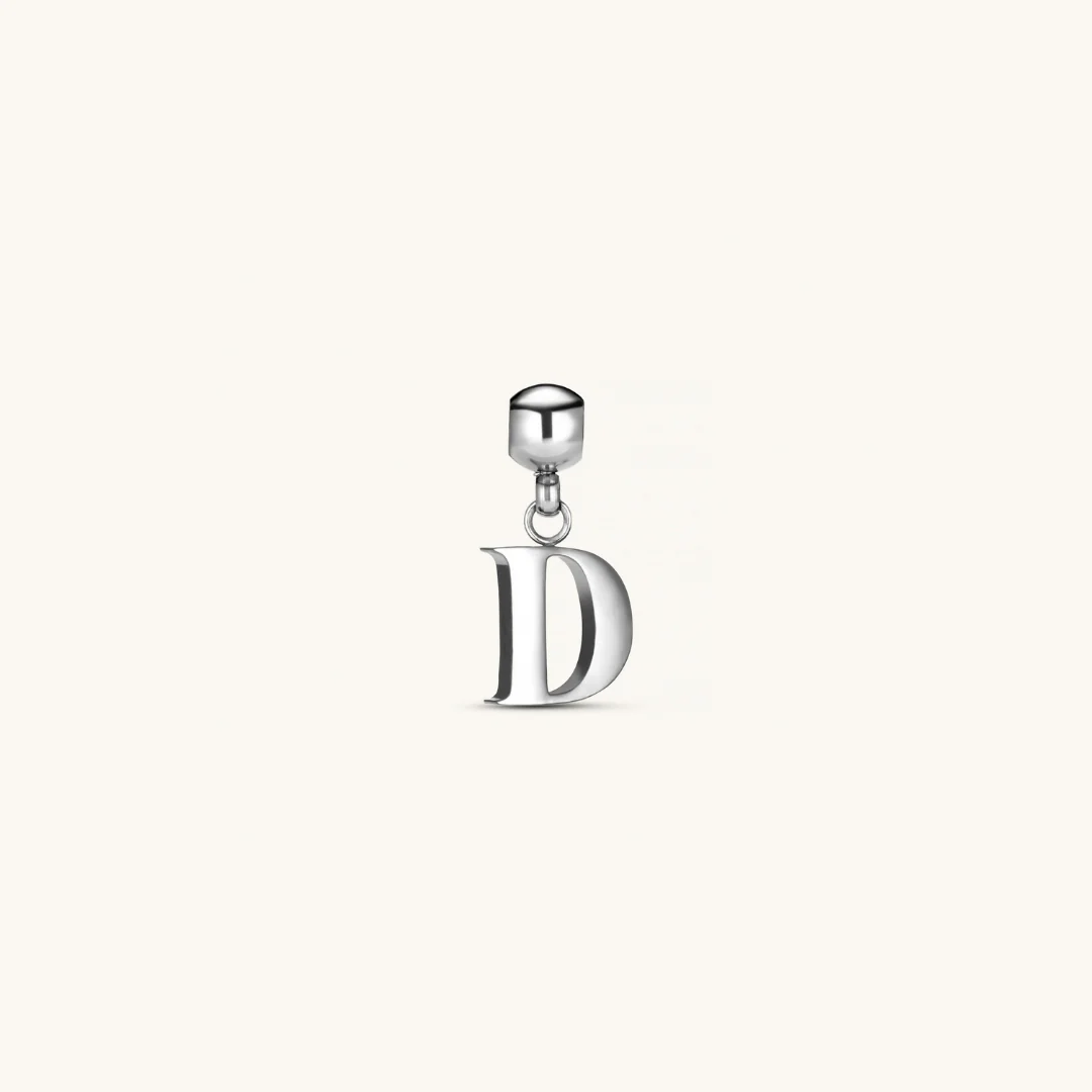 D Classic Initial Charm Silver