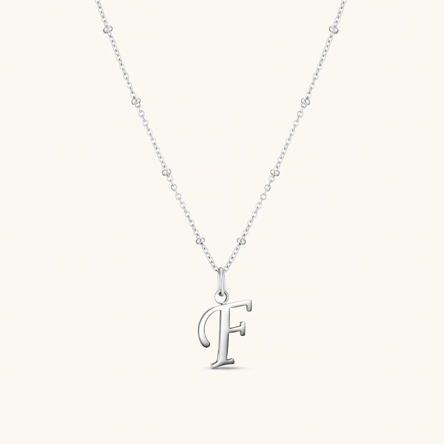 F Script Initial Necklace Silver