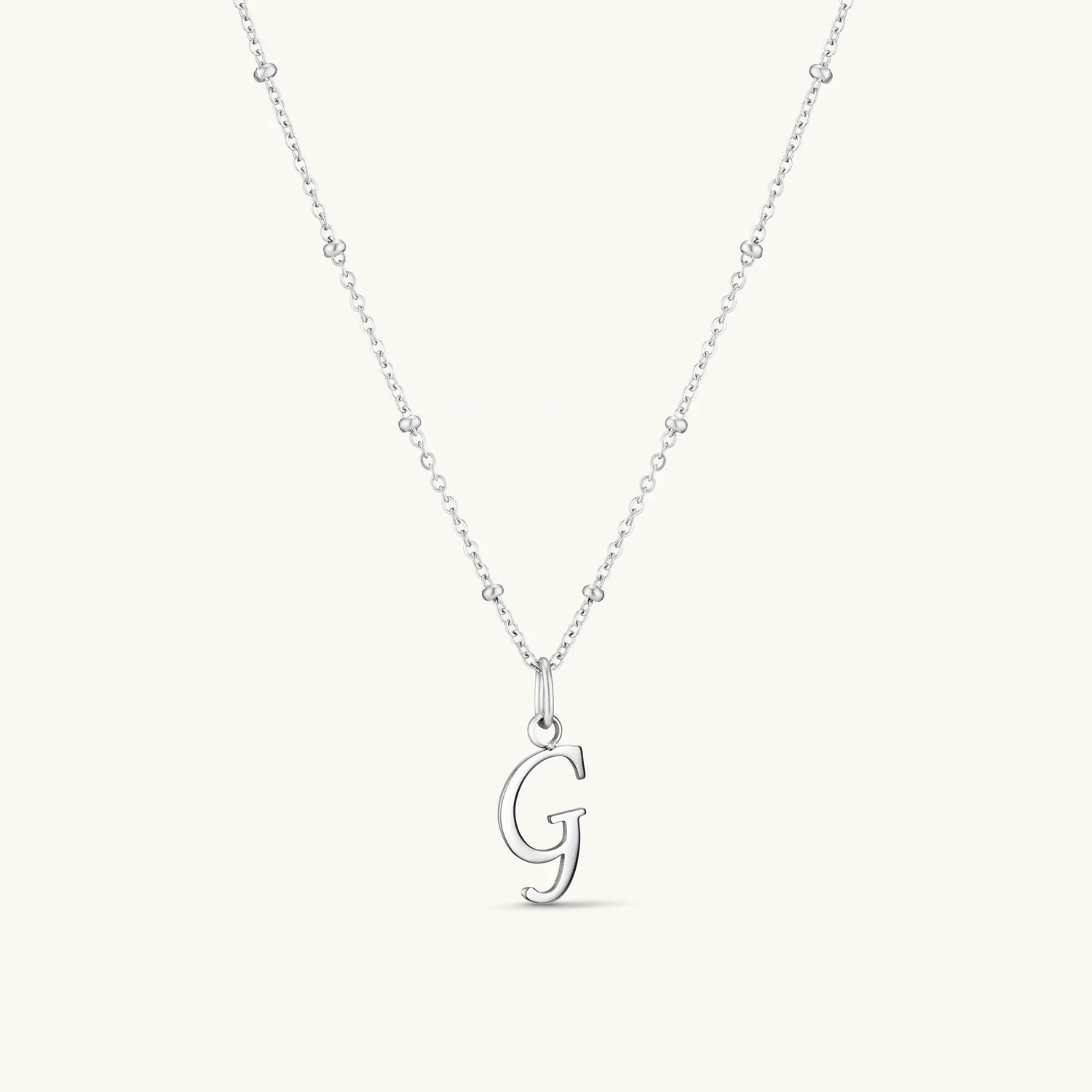 G Script Initial Necklace Silver