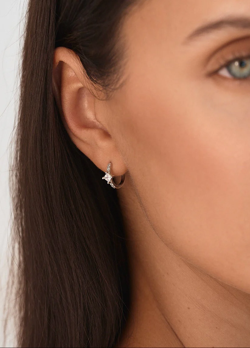 Halo Hoop Earrings Silver - Image 5