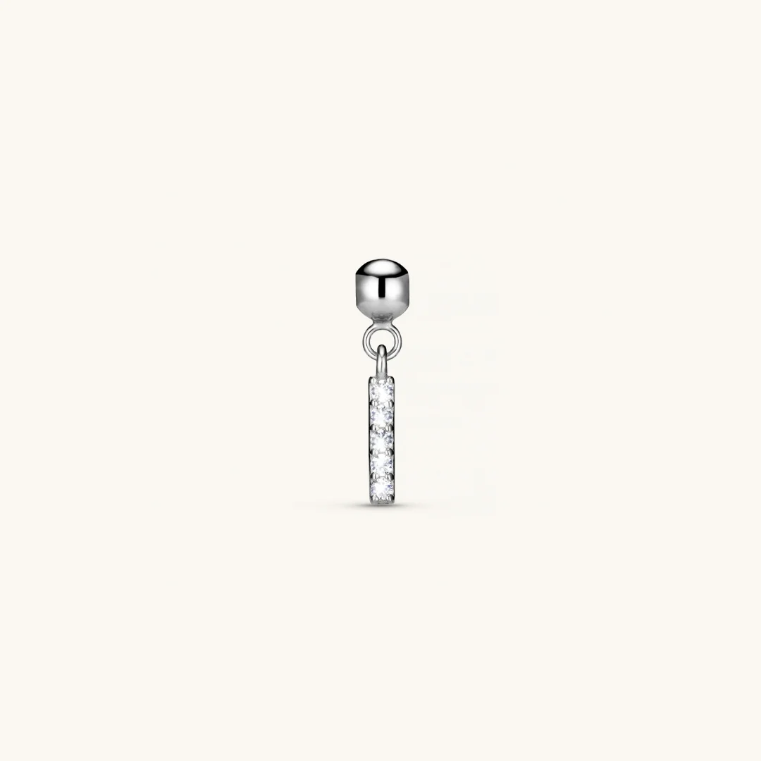 I Diamond Initial Charm Silver