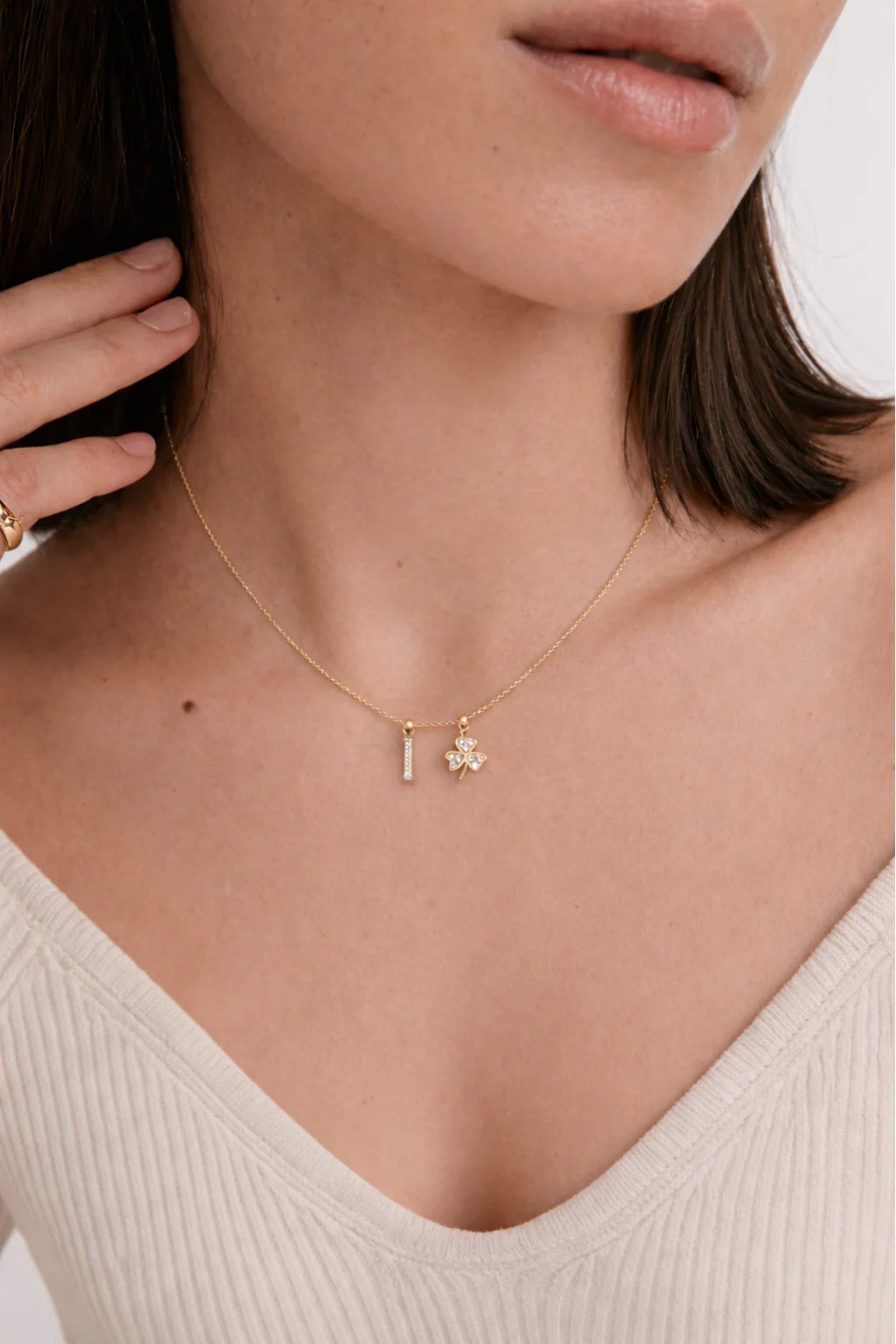 I Lucky Initial Charm Necklace Gold - Image 2