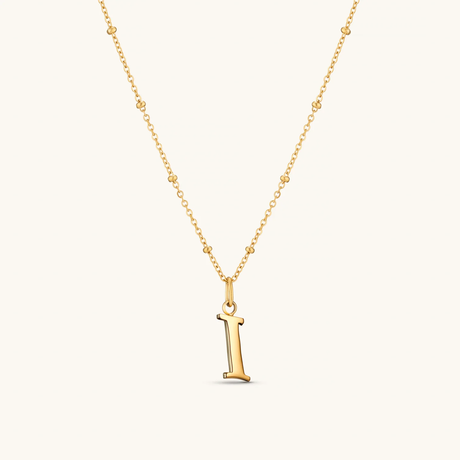 I Script Initial Necklace Gold
