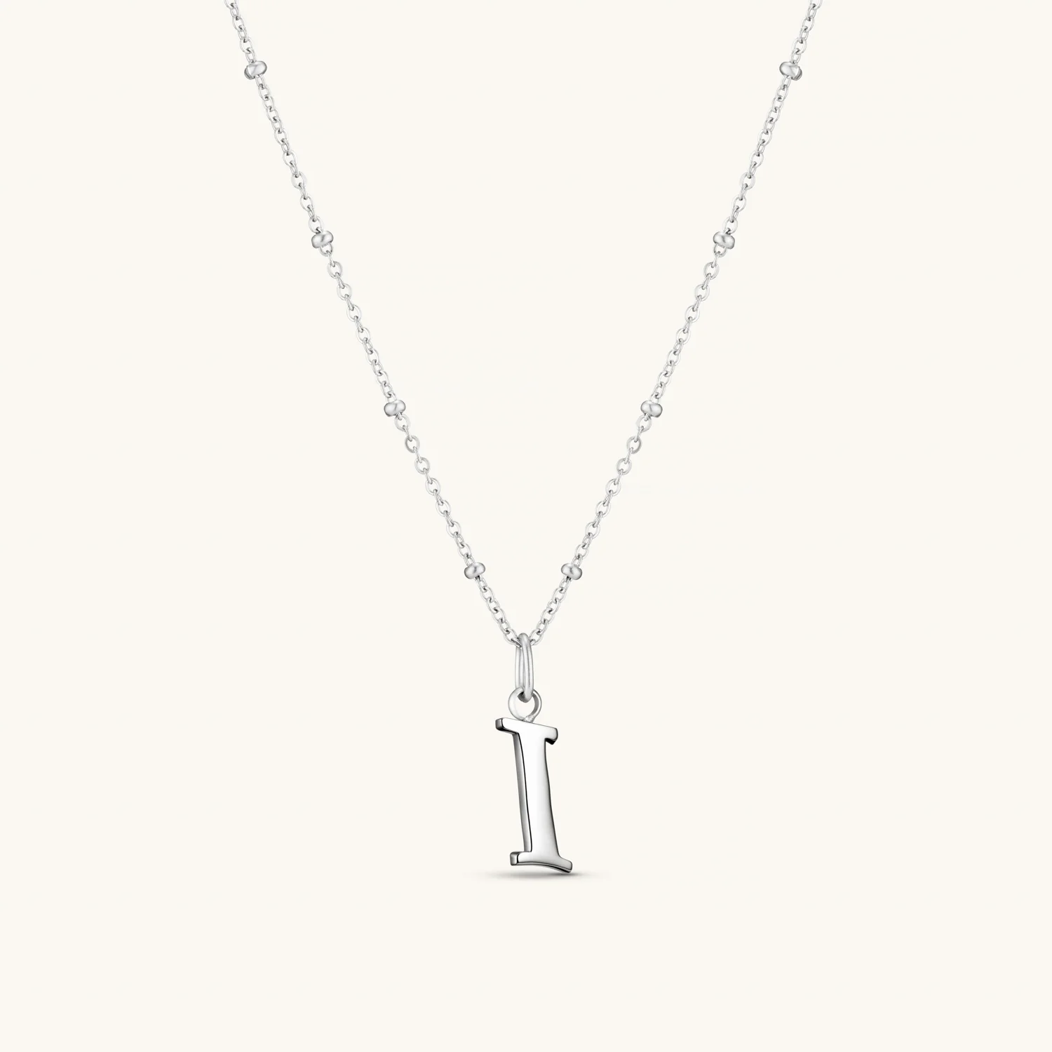 I Script Initial Necklace Silver