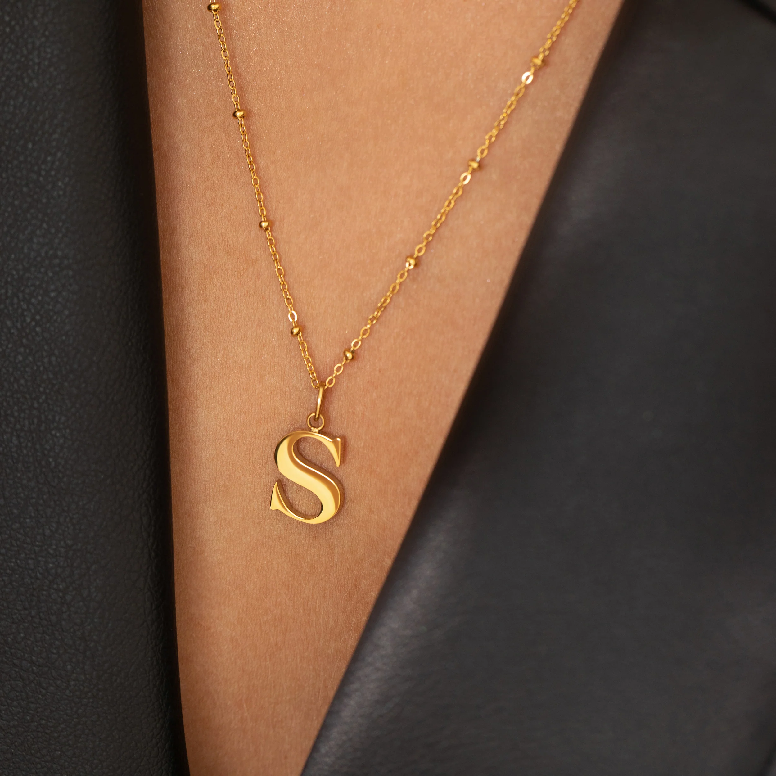 J Initial Necklace Gold - Image 6