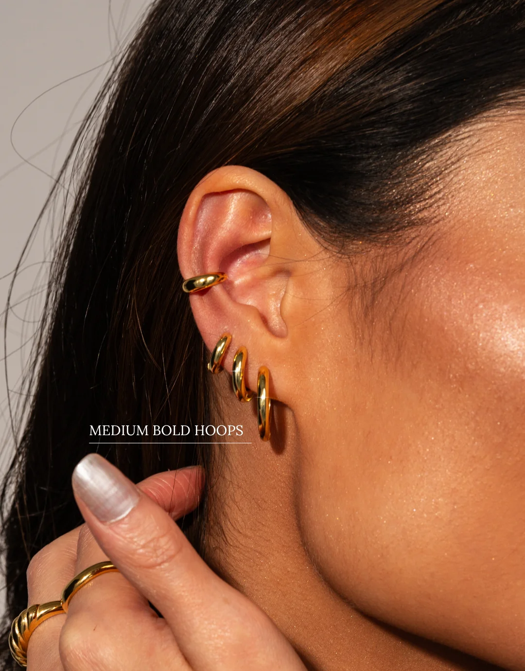 Medium Bold Hoops in Gold - Image 6