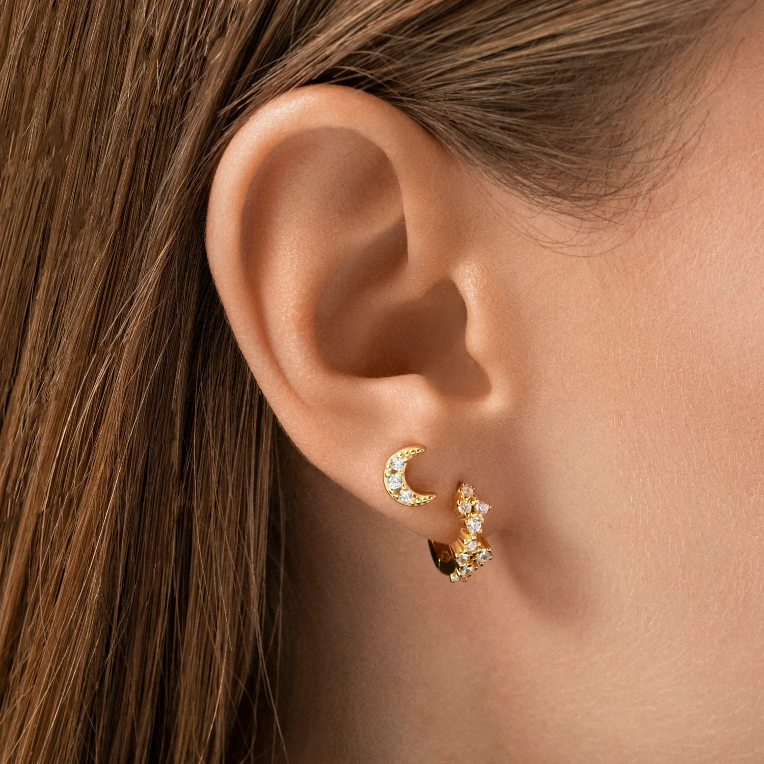 Luna Crystal Stud Earring in Silver - Image 5