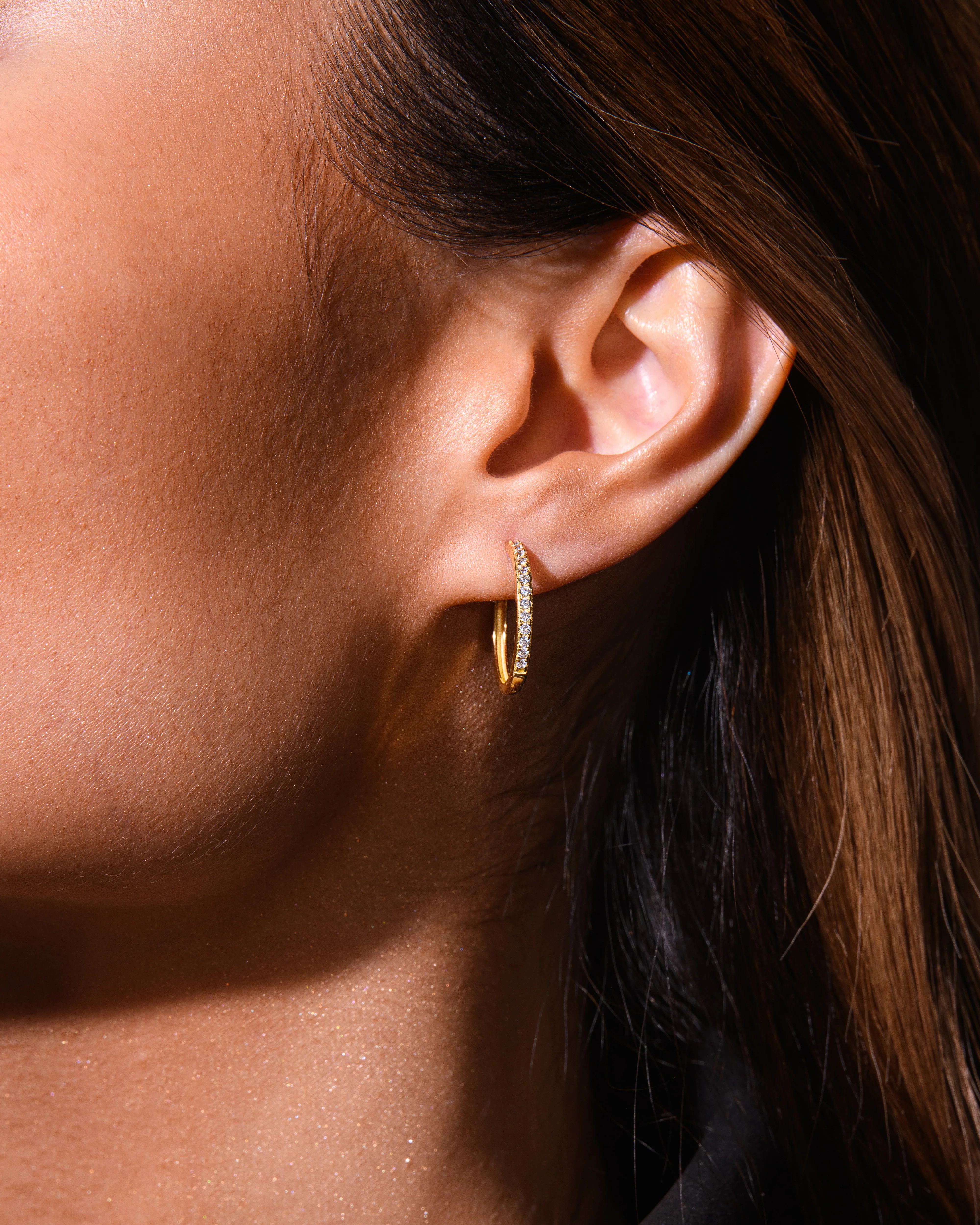 Medium Pave Hoops Gold - Image 3