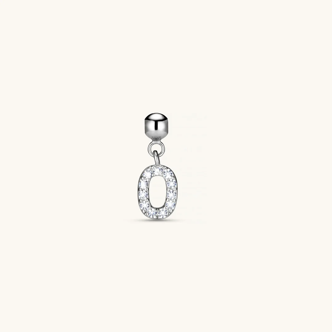 O Diamond Initial Charm Silver