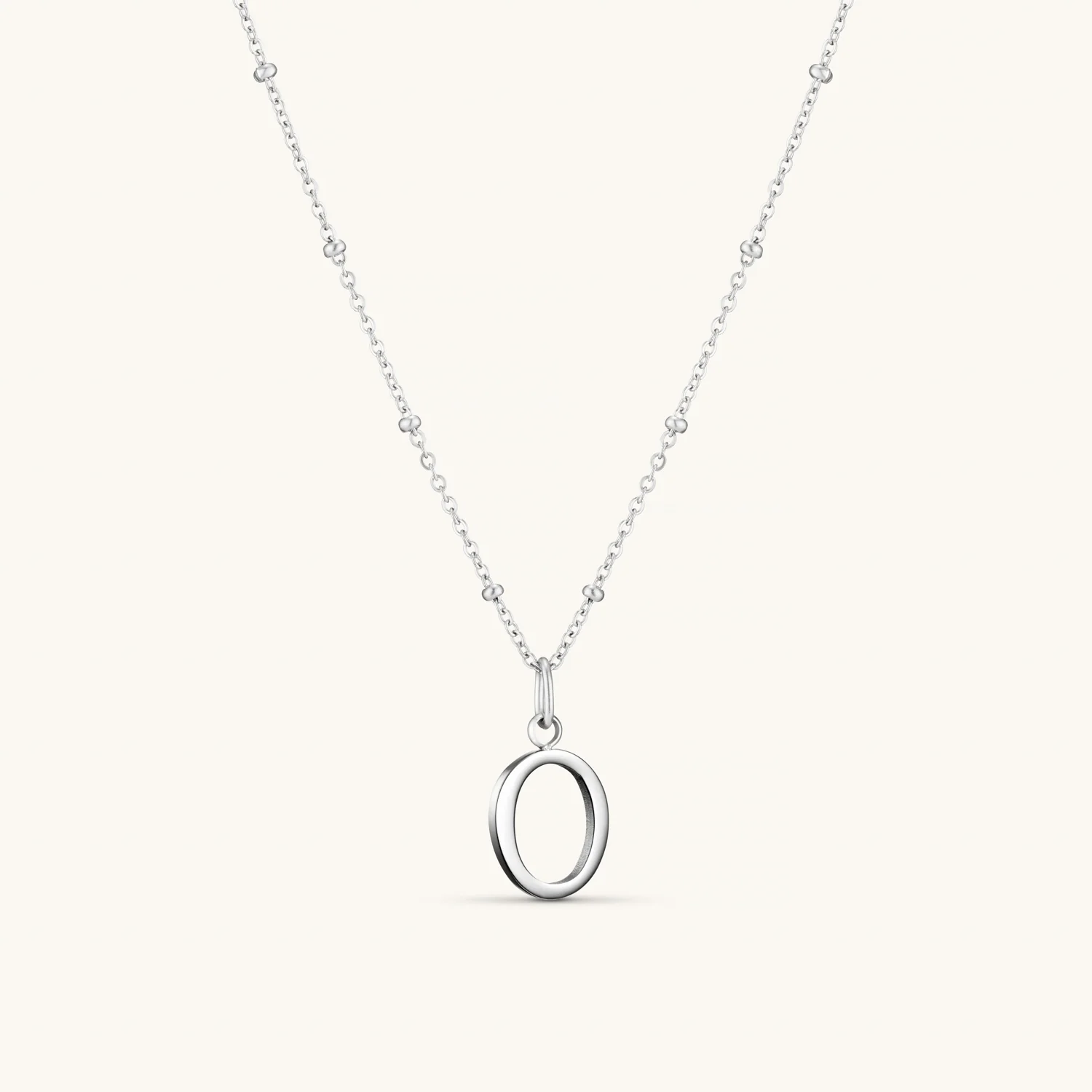 O Script Initial Necklace Silver