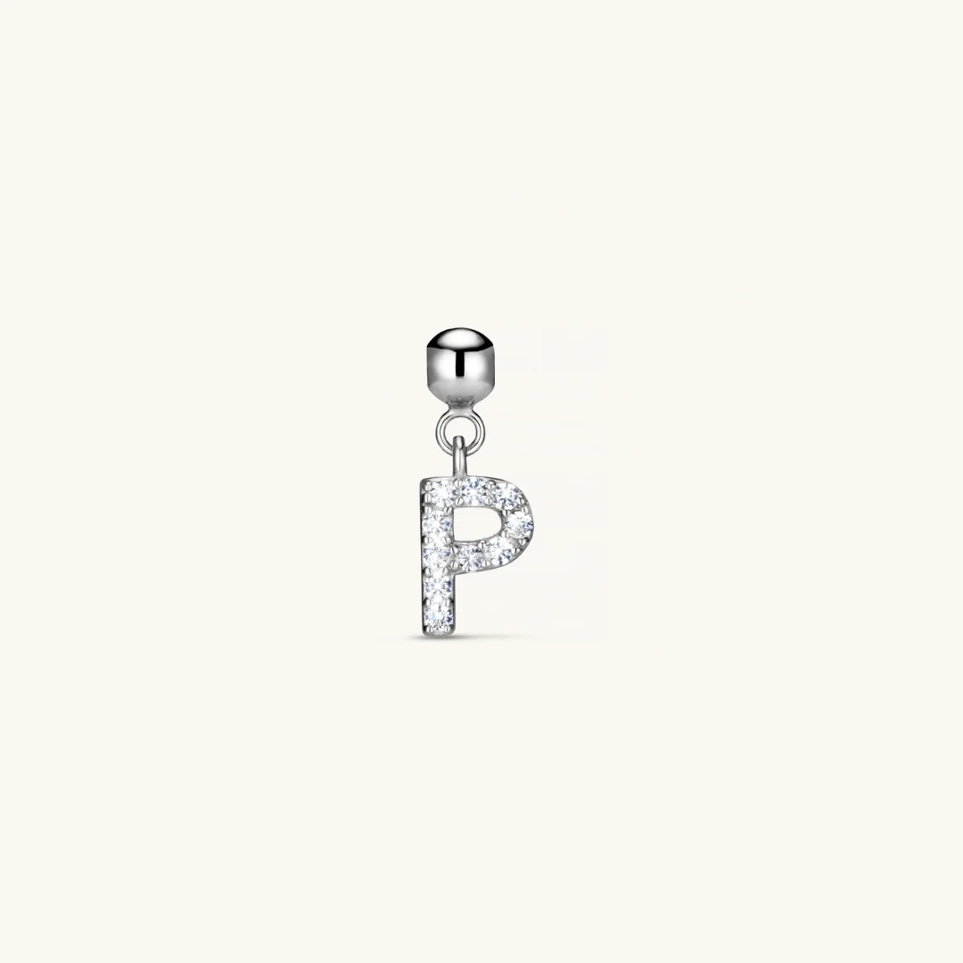 P Diamond Initial Charm Silver