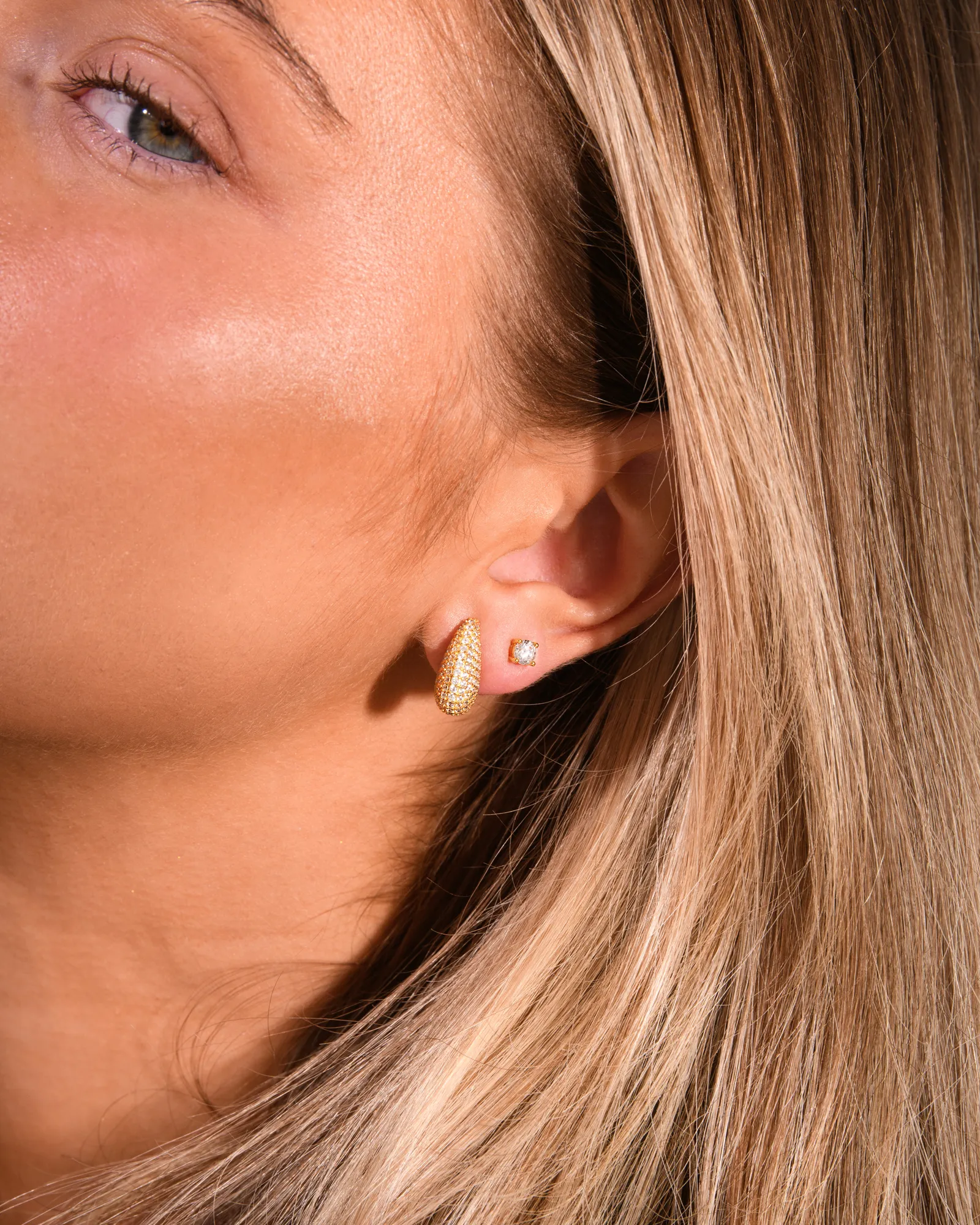 Pave Dome Earrings in Silver - Image 3