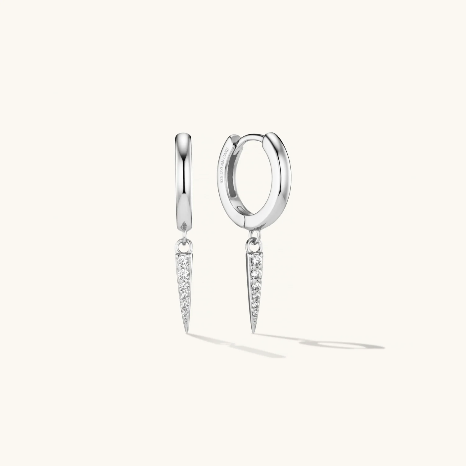 Pave Drop Earrings Silver