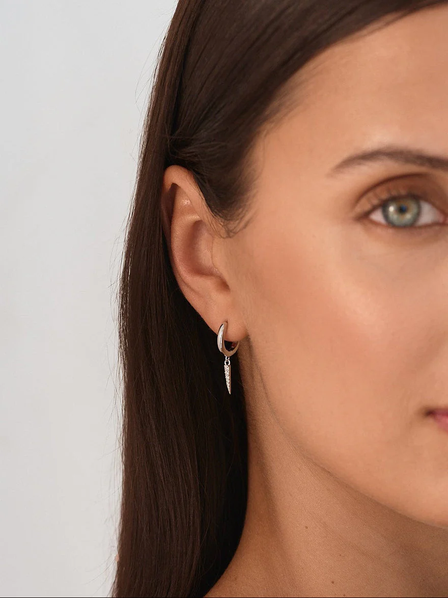 Pave Drop Earrings Silver - Image 5