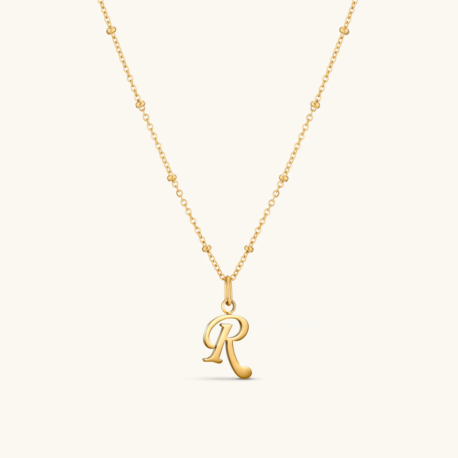 R Script Initial Necklace Gold