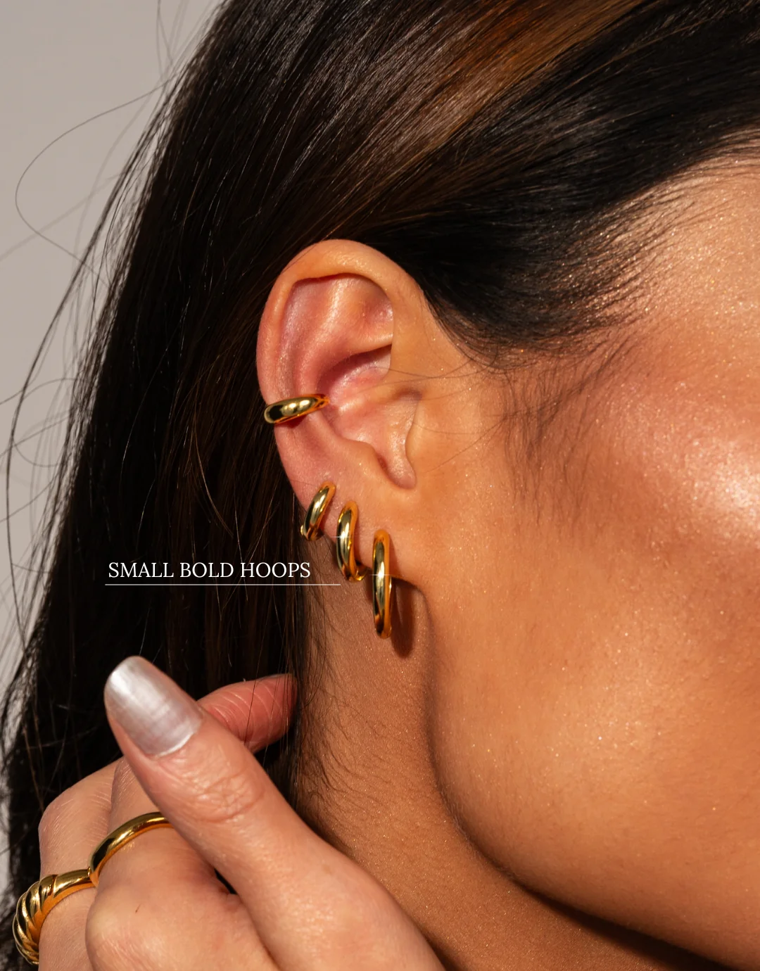 Small Bold Hoops in Gold - Image 5