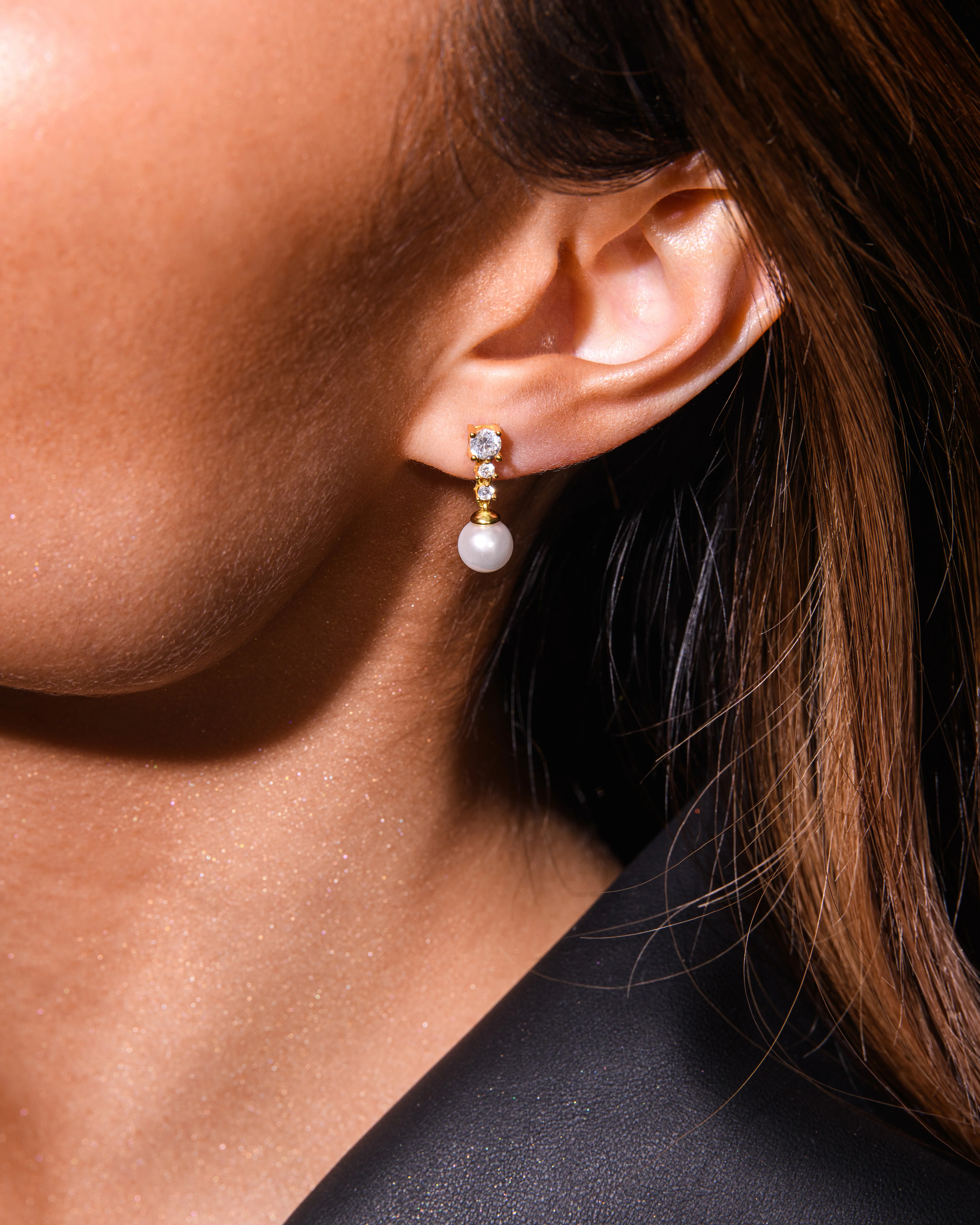 Solace Pearl Diamond Earrings Silver - Image 3
