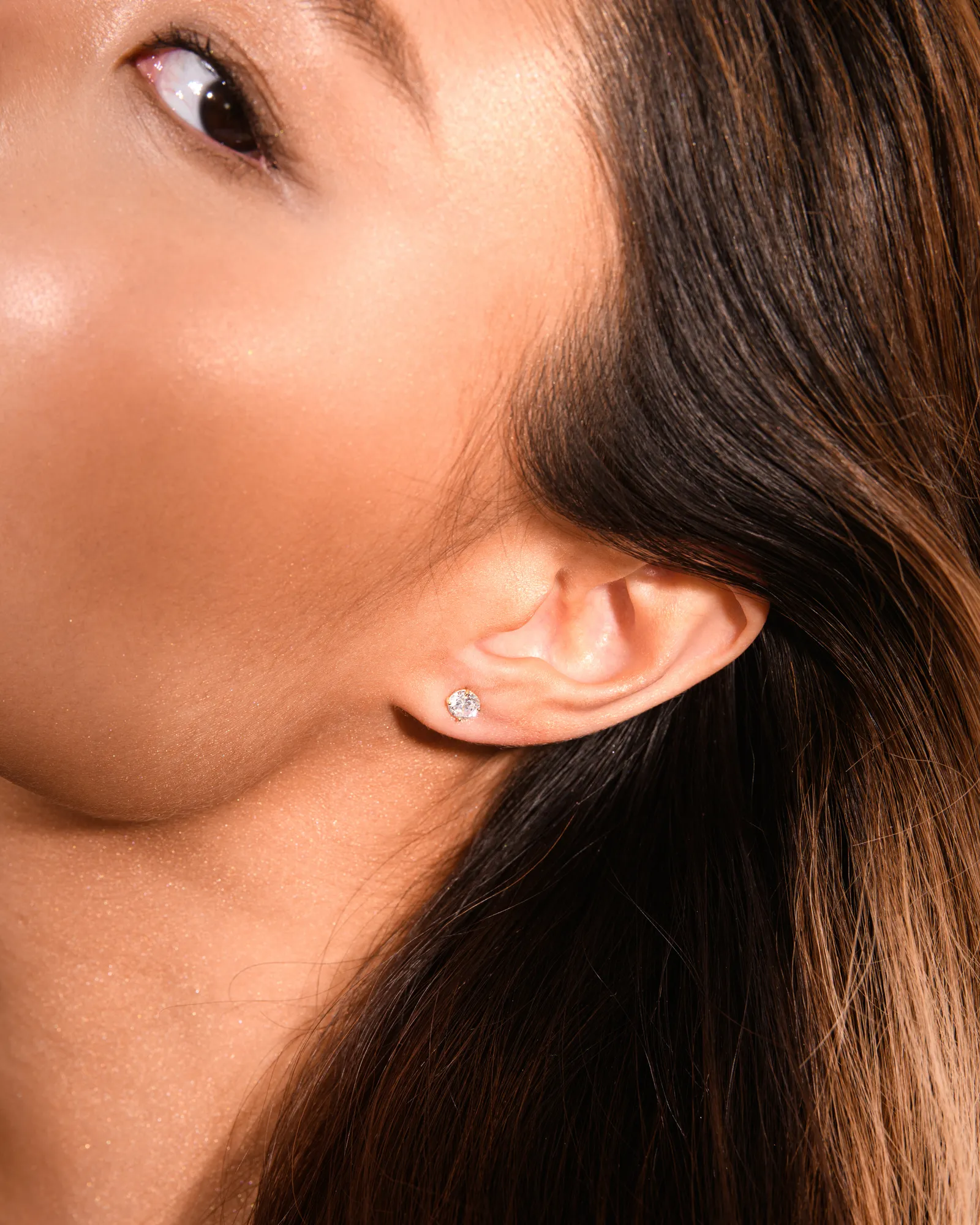Solid Gold Crystal Stud Earrings - Image 3