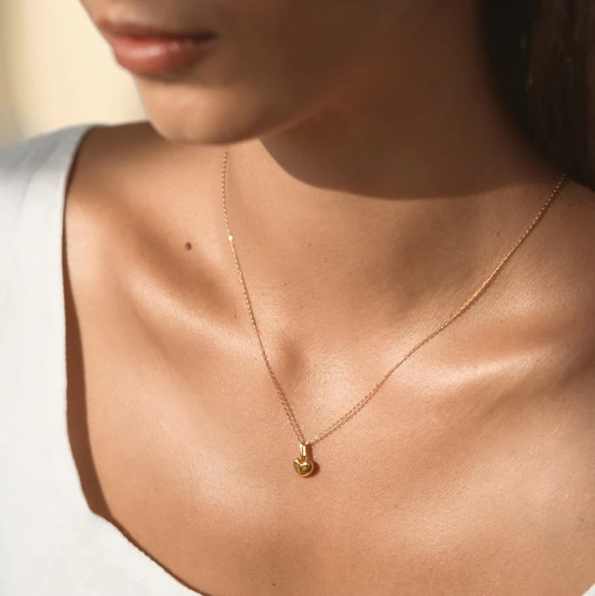 Solid Gold Heart Necklace - Image 2
