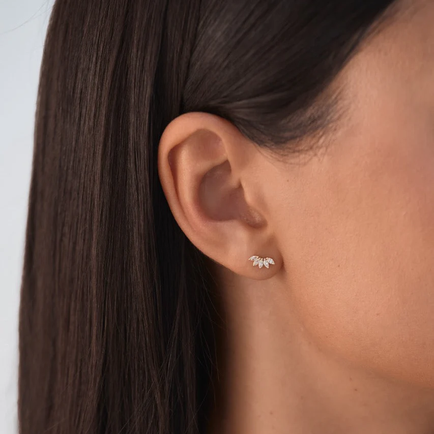 Solid Gold Marquise Stud - Image 2