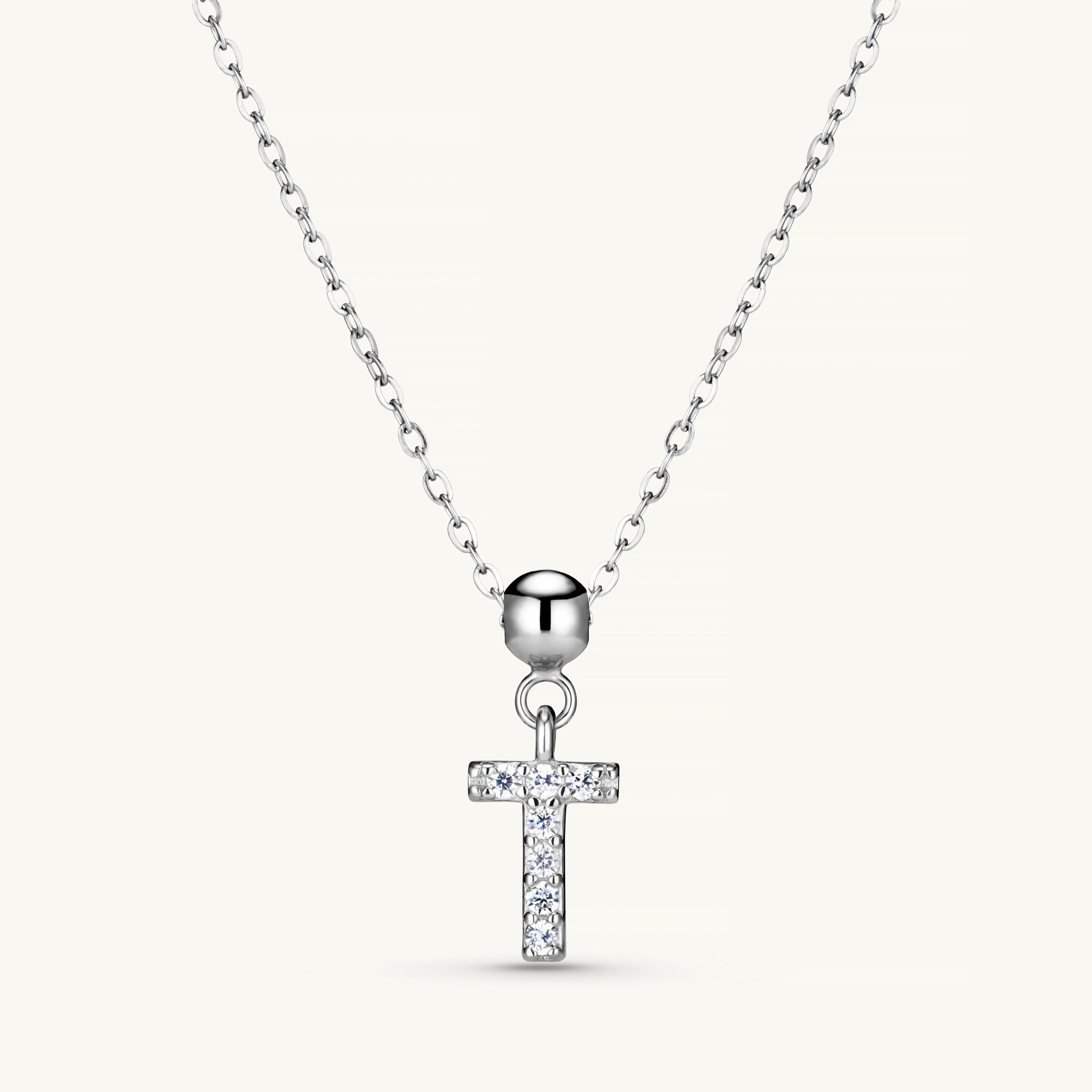 T Diamond Initial Charm Silver - Image 3