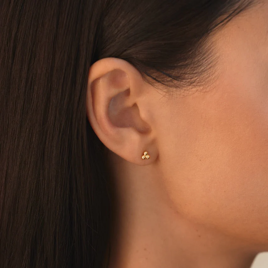 Trinity Sphere Studs In Gold - Image 4