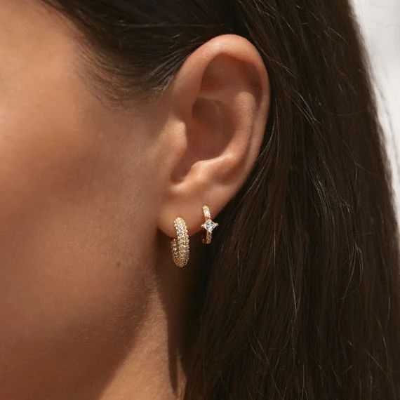 Twilight Crystal Hoop Earrings Gold - Image 5
