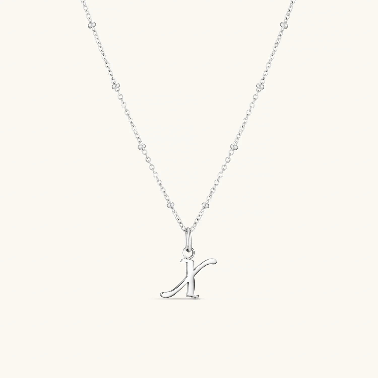 X Script Initial Necklace Silver