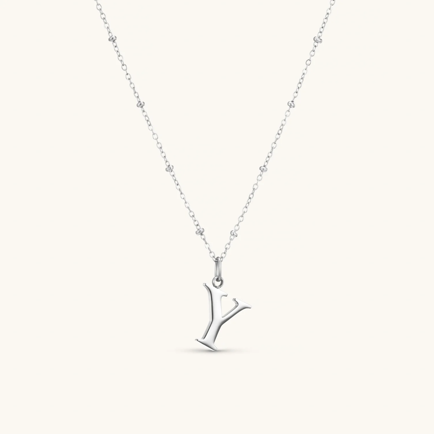 Y Initial Pendant Necklace Silver